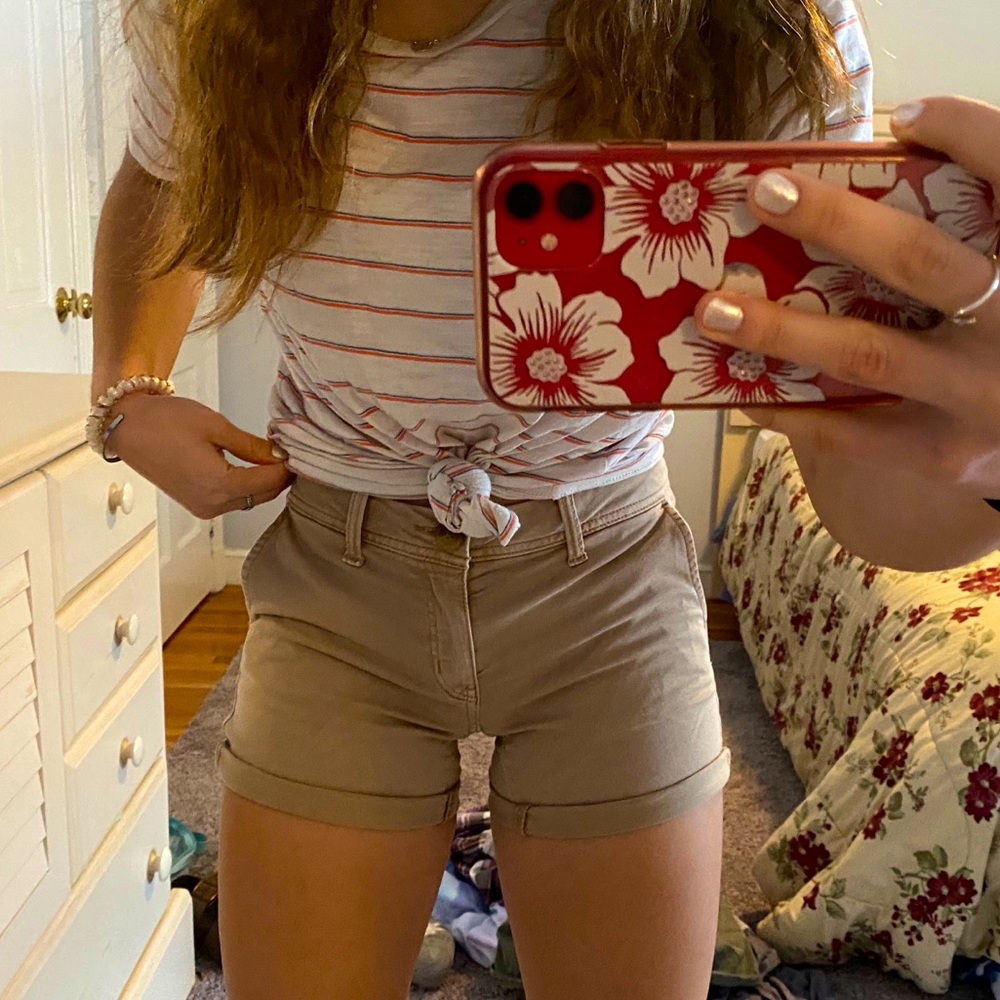 American Eagle Khaki Mid Rise Shorts